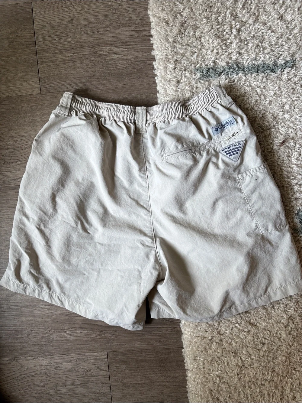 Men's Athletic Drawstring Shorts in Light Beige